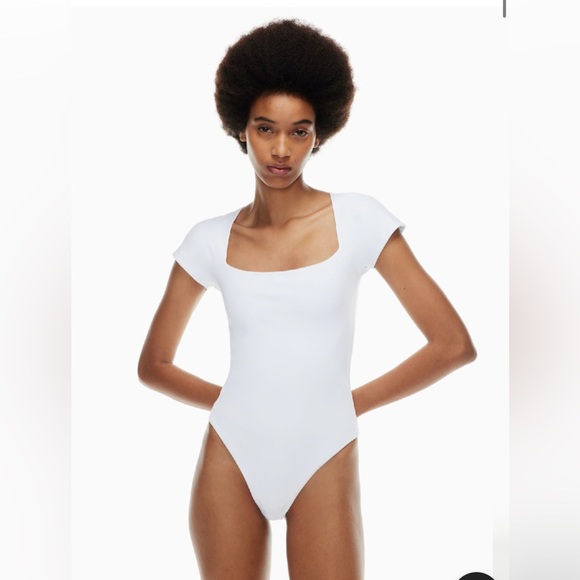 Aritzia square neck bodysuit in deep taupe - Picture 2 of 9